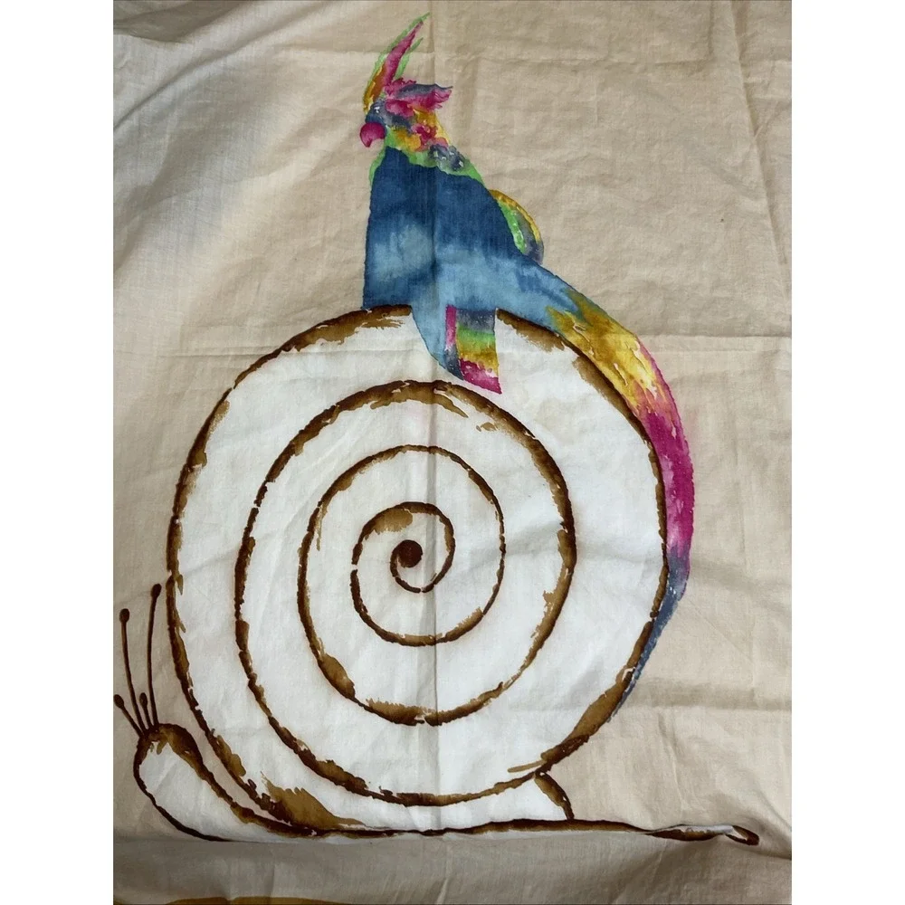 Vintage Charles Jourdan Paris 100% Cotton Watercolor Scarf Italy Hand Rolled